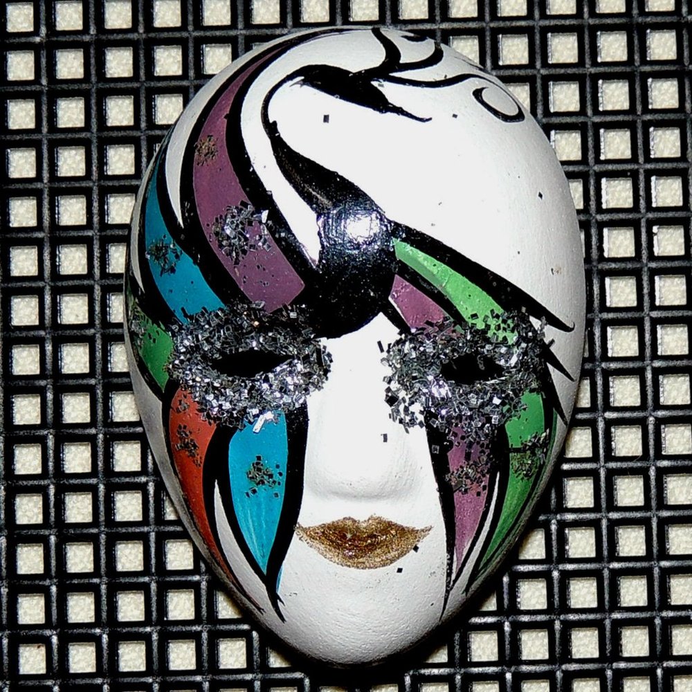 Lot of 4 / BISQUE CARNIVAL MASK = 1-3/4"